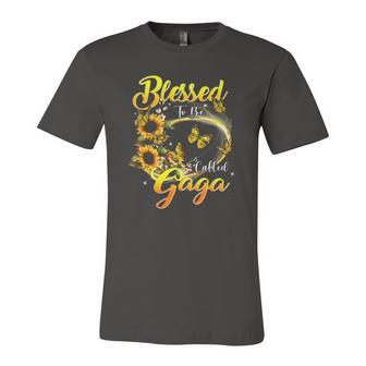 Blessed To Be Called Gaga Sunflower Lovers Grandma Jersey T-Shirt | Mazezy