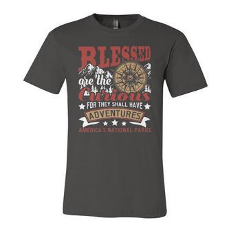 Blessed Are The Curious Us National Parks Hiking & Camping Jersey T-Shirt | Mazezy