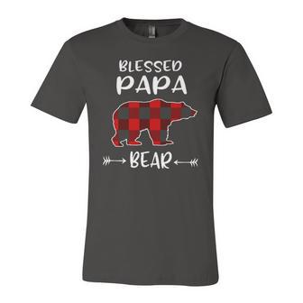 Blessed Papa Bear Buffalo Plaid Bear For Papa Jersey T-Shirt | Mazezy