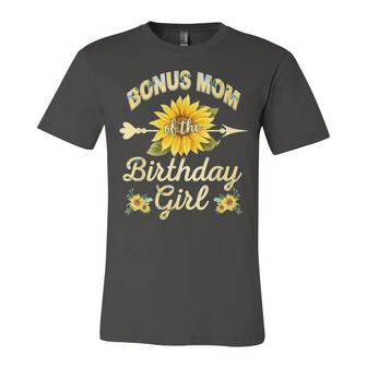 Bonus Mom Of The Birthday Girl Sunflower Family Matching Unisex Jersey Short Sleeve Crewneck Tshirt - Seseable