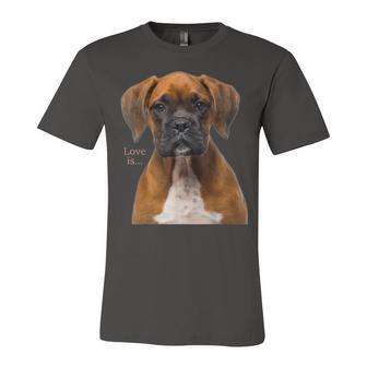 Boxer Dog Dog Mom Dad Love Is Puppy Pet Women Men Kids Unisex Jersey Short Sleeve Crewneck Tshirt - Seseable