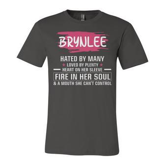 Brynlee Name Gift Brynlee Hated By Many Loved By Plenty Heart On Her Sleeve Unisex Jersey Short Sleeve Crewneck Tshirt - Seseable