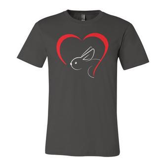 Bunny Red Heart Rabbit Lover Jersey T-Shirt | Mazezy