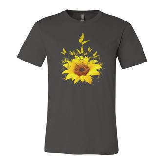Butterflies Sunflower Smoke Jersey T-Shirt | Mazezy