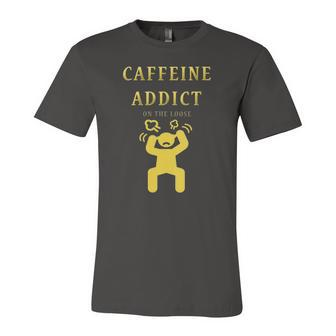 Caffeine Addict On The Loose Mom Jersey T-Shirt | Mazezy