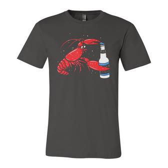 Cajun Crawfish Boil Lobster Drinking Beer Jersey T-Shirt | Mazezy
