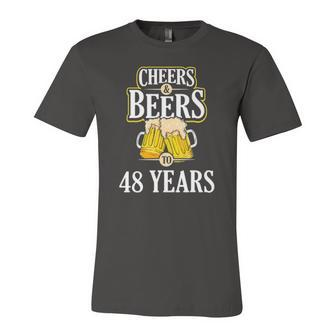 Cheers And Beers To 48 Years Birthday Party Jersey T-Shirt | Mazezy