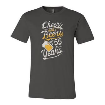 Cheers And Beers To 55 Years Happy Birthday Jersey T-Shirt | Mazezy