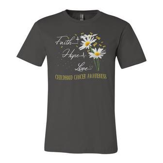 Childhood Cancer Awareness Faith Hope Love Awareness Jersey T-Shirt | Mazezy