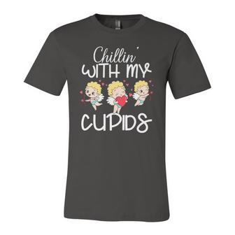 Chillin With My Cupids Valentines Day Matching Couple Jersey T-Shirt | Mazezy
