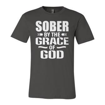 Christian Jesus Religious Saying Sober By The Grace Of God Jersey T-Shirt | Mazezy