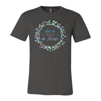 Christian She Is All Things In Jesus Enough Worth Jersey T-Shirt | Mazezy