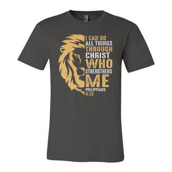Christian I Can Do All Things Through Christ Lion Faith Jersey T-Shirt | Mazezy