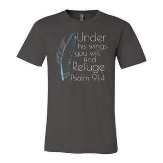 Christian Under His Wings You Will Find Refuge Bible Verse Jersey T-Shirt | Mazezy