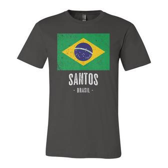City Of Santos Brazil Br Brazilian Flag Merch Graphic Jersey T-Shirt | Mazezy