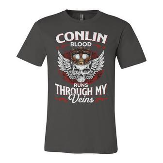 Conlin Blood Runs Through My Veins Name V2 Unisex Jersey Short Sleeve Crewneck Tshirt - Monsterry AU