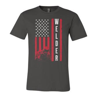 Cool Welding Us Flag Art For Welder Welding Lover Jersey T-Shirt | Mazezy