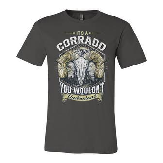 Corrado Name Shirt Corrado Family Name V4 Unisex Jersey Short Sleeve Crewneck Tshirt - Monsterry UK