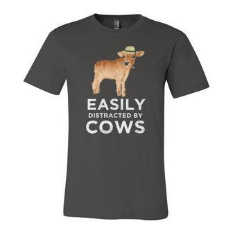 Cow For & Girls Cute Easily Distracted By Cows Jersey T-Shirt | Mazezy