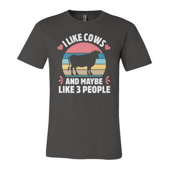 I Like Cows And Maybe Like 3 People Farm Farmer Cow Print Jersey T-Shirt | Mazezy