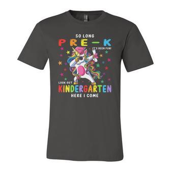 Cute Unicorn Dabbing So Long Pre-K Kindergarten Here I Come Jersey T-Shirt | Mazezy