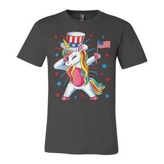 Dabbing Unicorn 4Th Of July Uncle Sam Girls American Flag Unisex Jersey Short Sleeve Crewneck Tshirt - Seseable