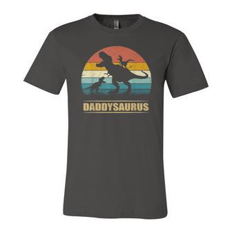 Daddy Dinosaur Daddysaurus 2 Kids Fathers Day For Dad Jersey T-Shirt | Mazezy