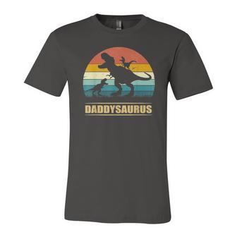 Daddy Dinosaur Daddysaurus 2 Two Kids For Dad Classic Jersey T-Shirt | Mazezy
