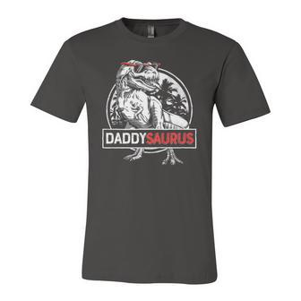Daddy Saurusrex Dinosaur Fathers Day Matching Jersey T-Shirt | Mazezy