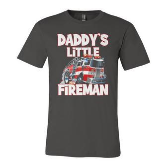 Daddys Little Fireman Kids Firefighter Firemans Jersey T-Shirt | Mazezy
