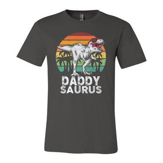 Daddysaurus rex Dinosaur Dad Saurus Matching Jersey T-Shirt | Mazezy