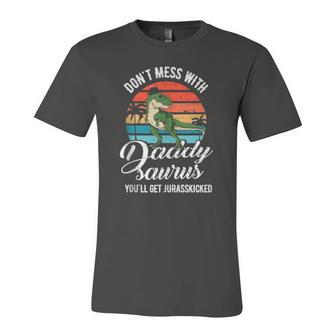 Daddysaurus Rex Dinosaur Daddyrex Fathers Day Dino Dad Jersey T-Shirt | Mazezy