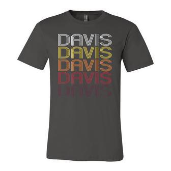 Davis Retro Wordmark Pattern Vintage Style Jersey T-Shirt | Mazezy