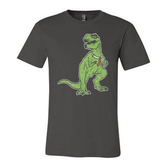 Dinosaur Tyrannosaurus Nerd Geekrex Tie Jersey T-Shirt | Mazezy
