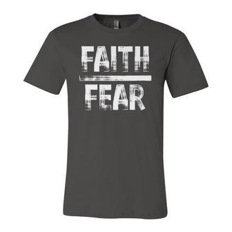 Distressed Faith Over Fear Believe In Him Jersey T-Shirt | Mazezy
