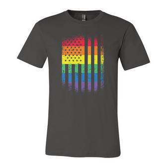 Distressed Rainbow Flag Gay Pride Rainbow Equality Jersey T-Shirt | Mazezy