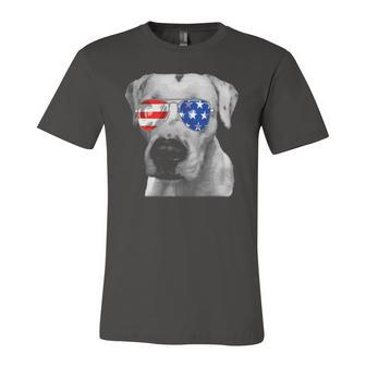 Dogo Argentino Dog Sunglasses Flag American 4Th Of July Jersey T-Shirt | Mazezy