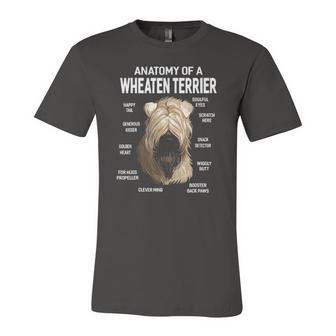 Dogs 365 Anatomy Of A Soft Coated Wheaten Terrier Dog Jersey T-Shirt | Mazezy
