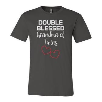 Double Blessed Grandma Of Twins Grandmother Apparel Jersey T-Shirt | Mazezy
