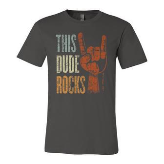 This Dude Rocks Rock N Roll Heavy Metal Devil Horns Jersey T-Shirt | Mazezy