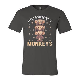 Easily Distracted By Monkeys Animal Jersey T-Shirt | Mazezy