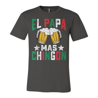 El Papa Mas Chingon Funny Mexican Dad Husband Regalo Flag V2 Unisex Jersey Short Sleeve Crewneck Tshirt - Seseable