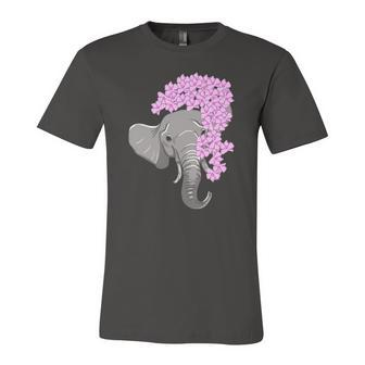 Elephant Hiding Behind Flowers Cute Animal Girls Jersey T-Shirt | Mazezy