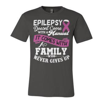 Epilepsy Doesnt Come With A Manual It Comes With A Family Who Never Gives Up Purple Ribbon Epilepsy Epilepsy Awareness Unisex Jersey Short Sleeve Crewneck Tshirt - Monsterry UK