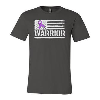 Epilepsy Warrior Purple American Flag Awareness Ribbon Jersey T-Shirt | Mazezy