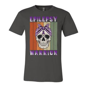 Epilepsy Warrior Skull Women Vintage Purple Ribbon Epilepsy Epilepsy Awareness Unisex Jersey Short Sleeve Crewneck Tshirt - Monsterry DE