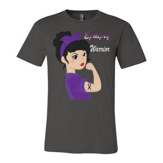 Epilepsy Warrior Strong Women Purple Ribbon Epilepsy Epilepsy Awareness V2 Unisex Jersey Short Sleeve Crewneck Tshirt | Favorety DE