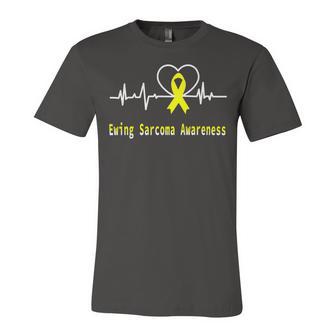 Ewings Sarcoma Awareness Heartbeat Yellow Ribbon Ewings Sarcoma Ewings Sarcoma Awareness Unisex Jersey Short Sleeve Crewneck Tshirt | Favorety UK