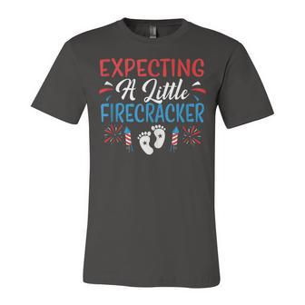 Expecting A Little Firecracker 4Th Of July Pregnancy Baby Unisex Jersey Short Sleeve Crewneck Tshirt - Seseable