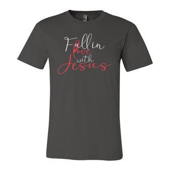 Fall In Love With Jesus Religious Prayer Believer Bible Jersey T-Shirt | Mazezy